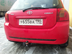 Фаркоп для Toyota Corolla хэтчбек 2002-2007гг. (без электрики) (паспорт и сертификат) AvtoS.TY29