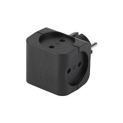 Разветвитель электрический ЭРА SP-4-B на 4 розетки без заземления 16А чёрный