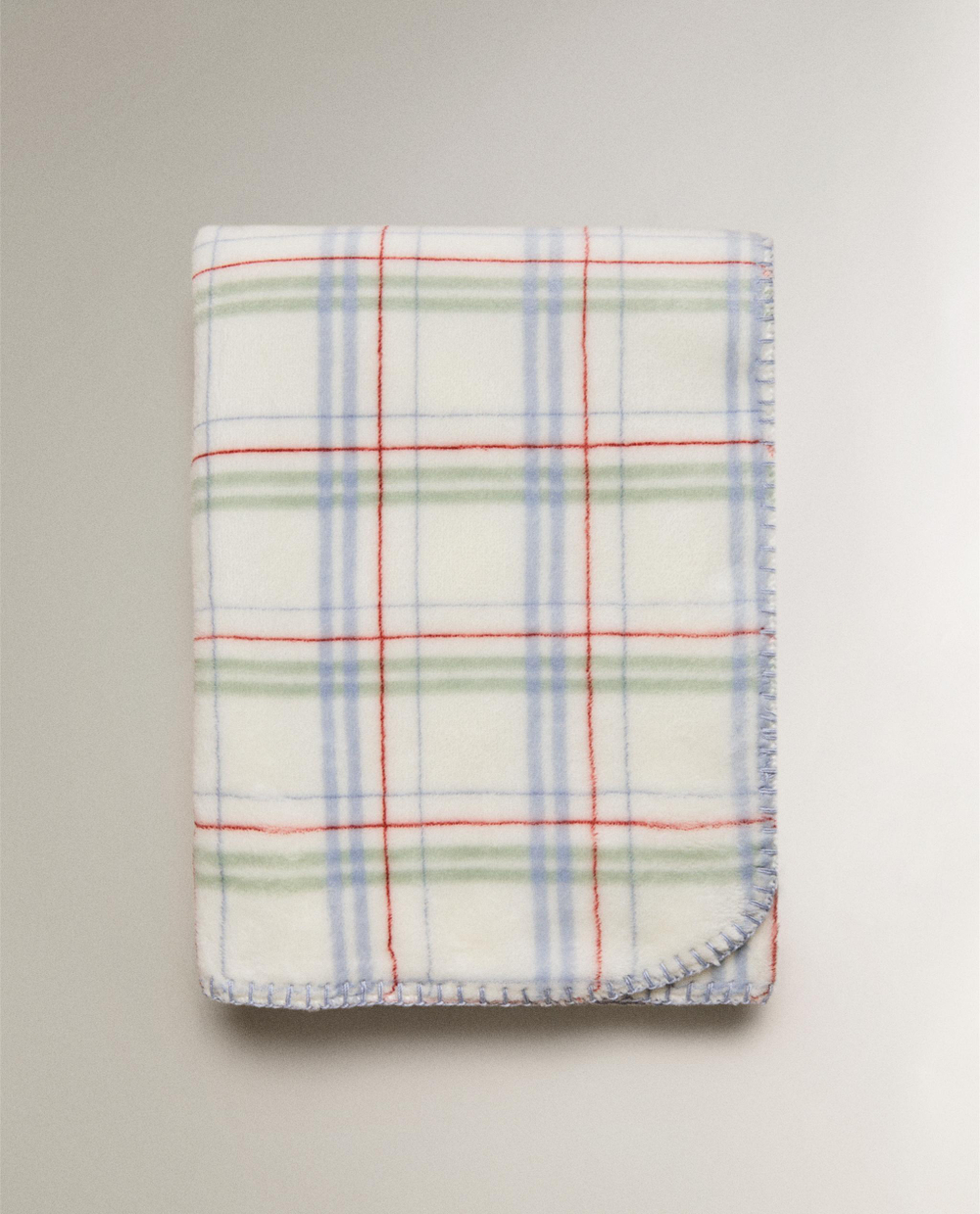 Zara Home плед детский из полиэстера, синий, в клетку, 70x100 см