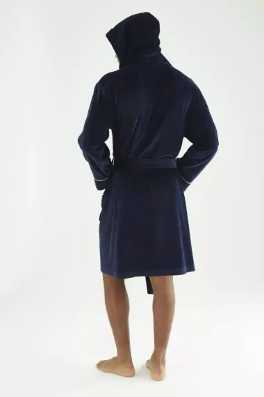 Халат мужской велюровый 22197 синий Nusa Турция
