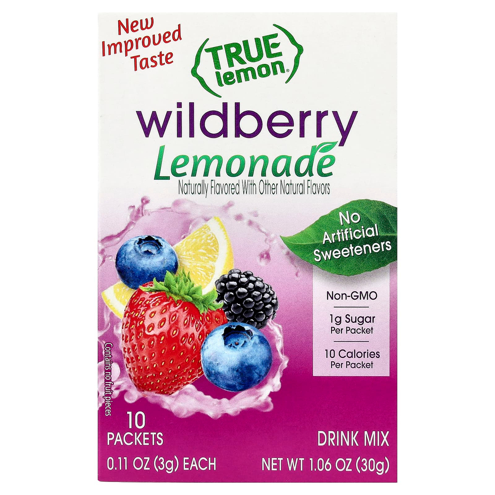True Citrus, True Lemon, лимонад, ягоды, 10 пакетиков по 3 г (0,11 унции)