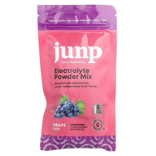JUNP Hydration, электролитная порошковая смесь, со вкусом винограда, 5 пакетиков по 3,6 г (0,13 унции)