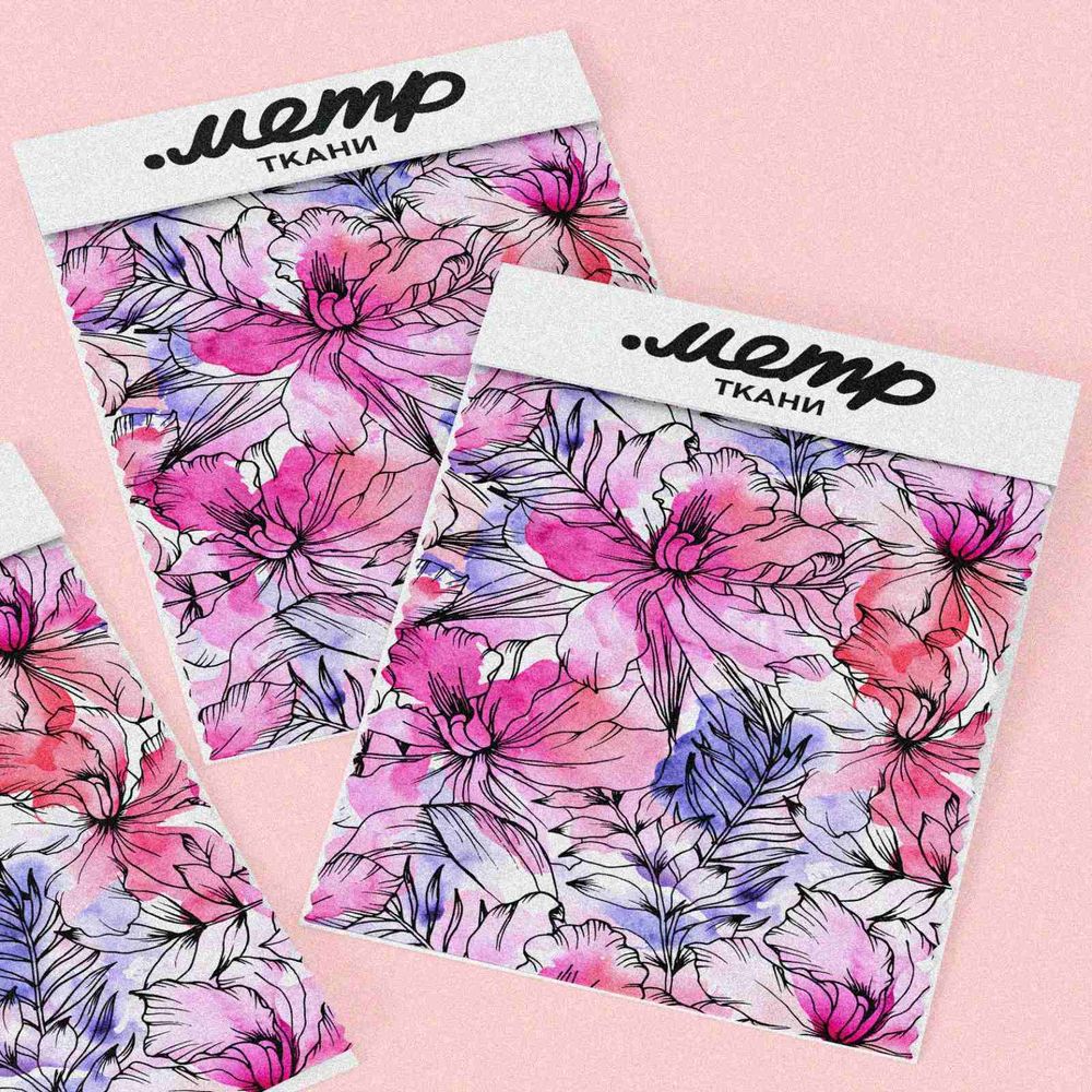 Ткань бифлекс розовые очертания цветов
