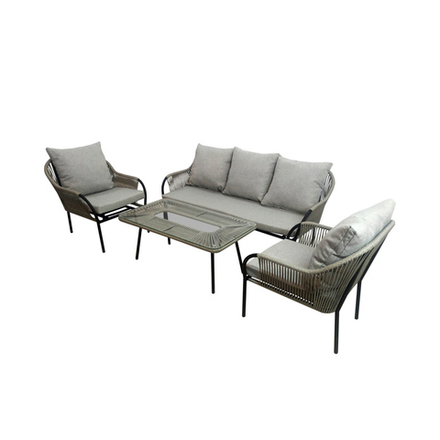 Комплект садовой мебели Alfart Nuar3 Лаунж (2 кресла, 1 диван, 1 стол), черный/темно-серый