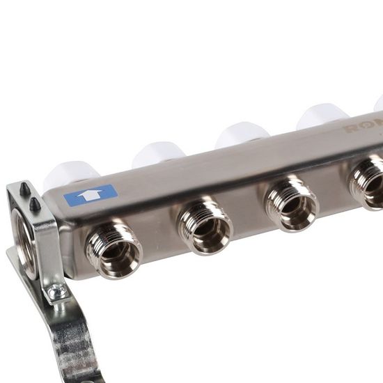 Коллектор Rommer 1"x3/4" на 8 контуров с расходомерами (нерж. сталь) RMS-1200-000008