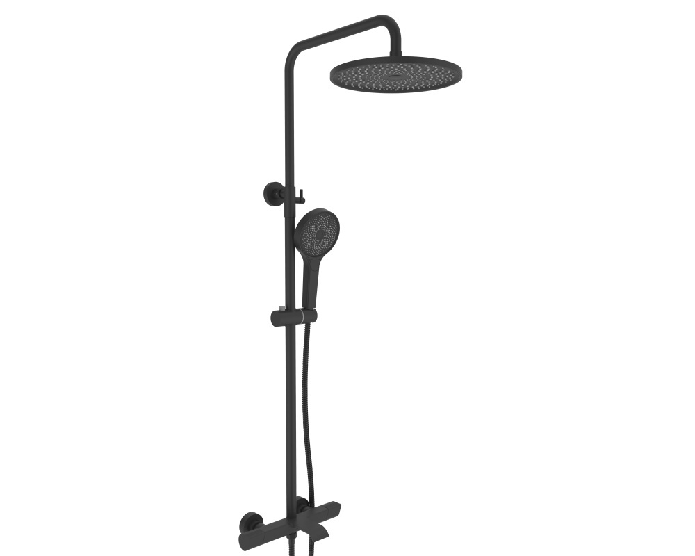 343561-C Душевая система с термостатом (ЧЕРНЫЙ) ViEiR (5/1шт)