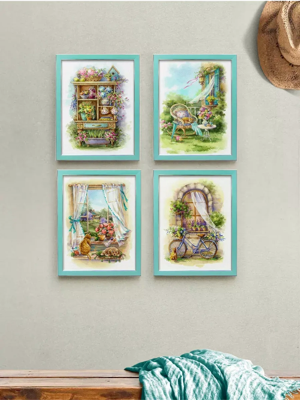 Картина на стену интерьерная на холсте 4 шт, 22*28 см