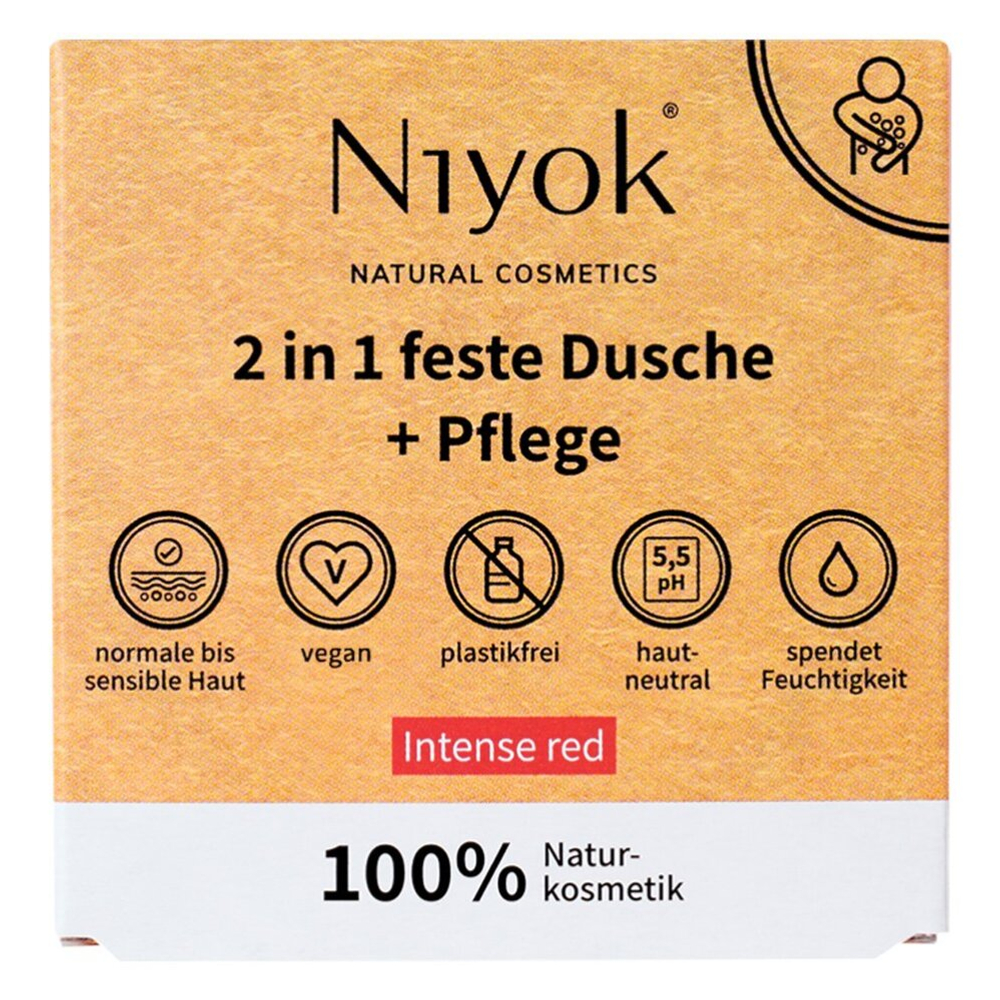 Твердый гель для душа и ухода Niyok 2 в 1 (насыщенный красный), 80 гр