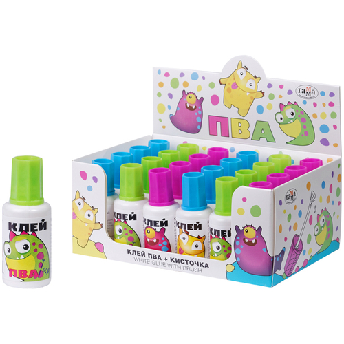 Клей ПВА Гамма "Тося, Бося, Зося", 20г, с кисточкой