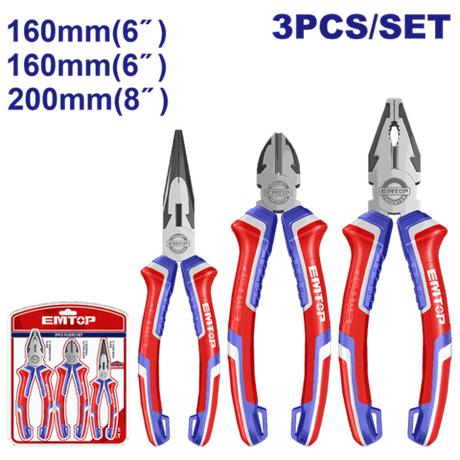 Набор шарнирно-губцевого инструмента Emtop 3 шт.