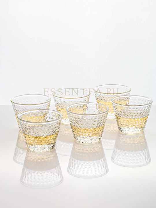 Чашка стеклянная с рифленым рисунком(Цена за 1 штуку) - 6 штук в наборе