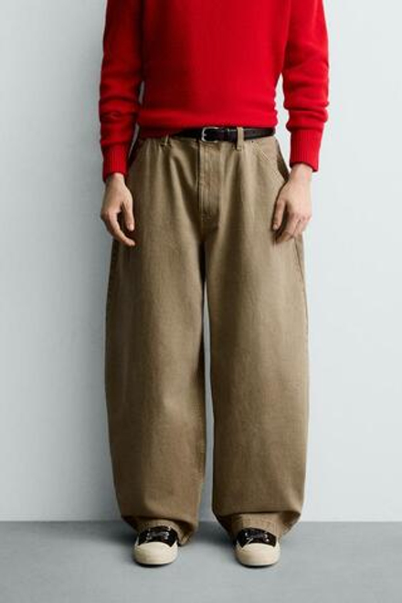 ZARA ДЖИНСЫ BALLOON FIT, ПЕСОЧНЫЙ