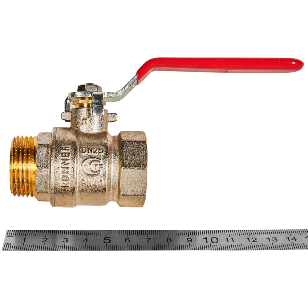 Кран шаровой полнопроходной ROMMER - 1" (ВР/НР, PN40, ручка-рычаг)
