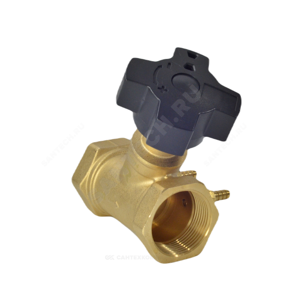 Клапан балансировочный ручной латунь MNT-R Ду 40 Rp1 1/2" Ру16 Тмакс=120 оС ВР Kvs=13м3/ч с измерительными ниппелями Ридан 003Z2335R