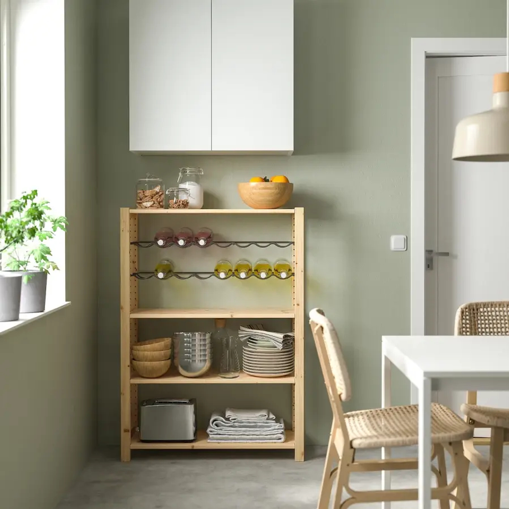 Стеллаж для бутылок - IKEA IVAR, 89х30х124 см, сосна/серый, ИВАР ИКЕА