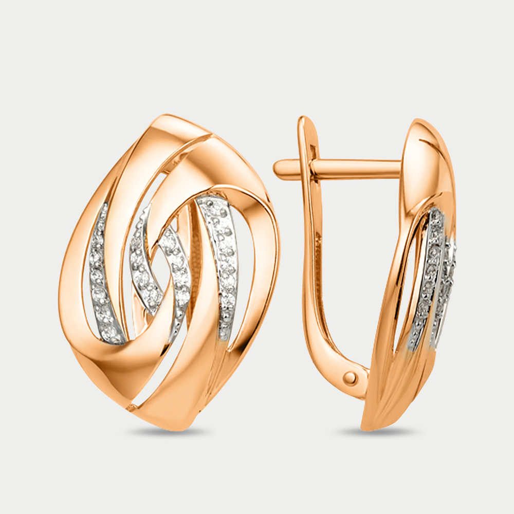 Женские серьги из розового золота 585 пробы с фианитами (арт. 012442-1102)
