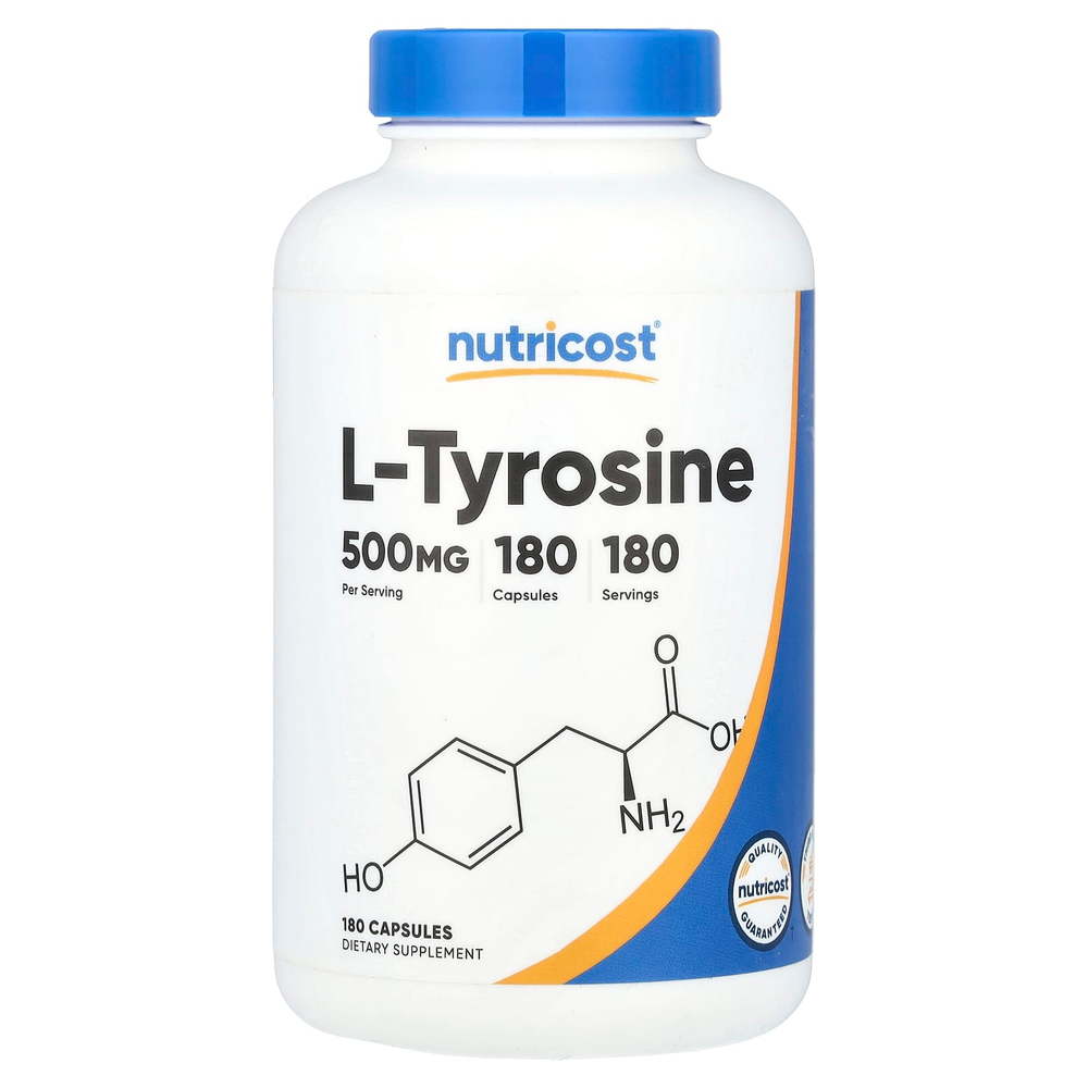 Nutricost, L-тирозин, 500 мг, 180 капсул