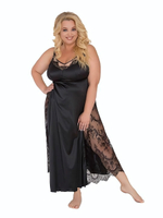 Длинная сорочка plus size с кружевными вставками (Размер: 5X) (Цвет: молочный)