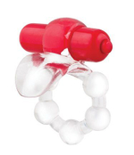 Виброкольцо с язычком и красным виброэлементом Overtime