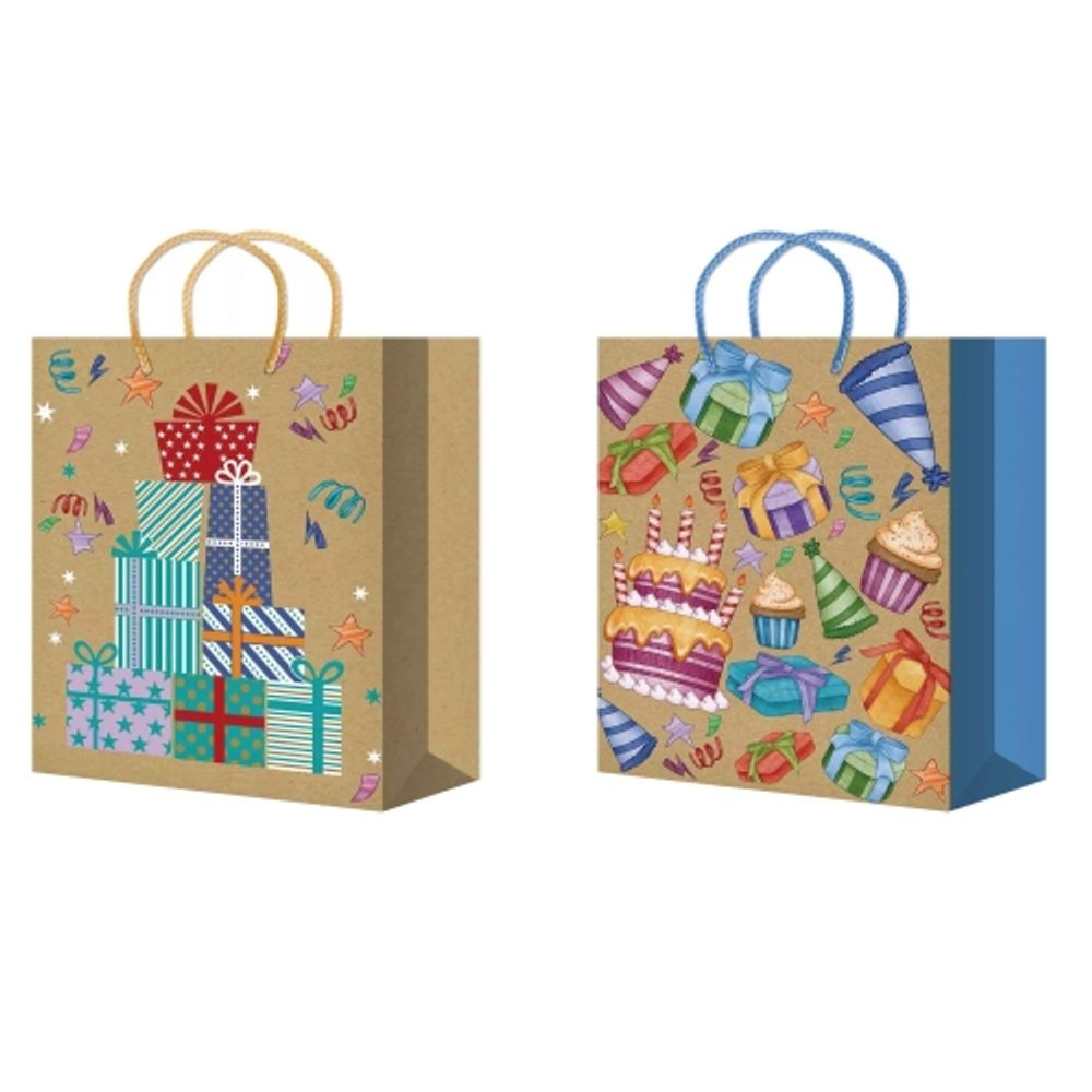 Новогодние пакеты бумажные 18х23+10см M27-28 (10/50шт)