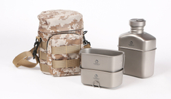 Комплект титановой армейской посуды в чехле (Langtu)