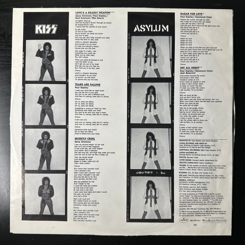 Kiss ‎– Asylum (США 1985г.)