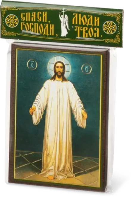Икона "Спас в белом хитоне" 6х9 на МДФ-6