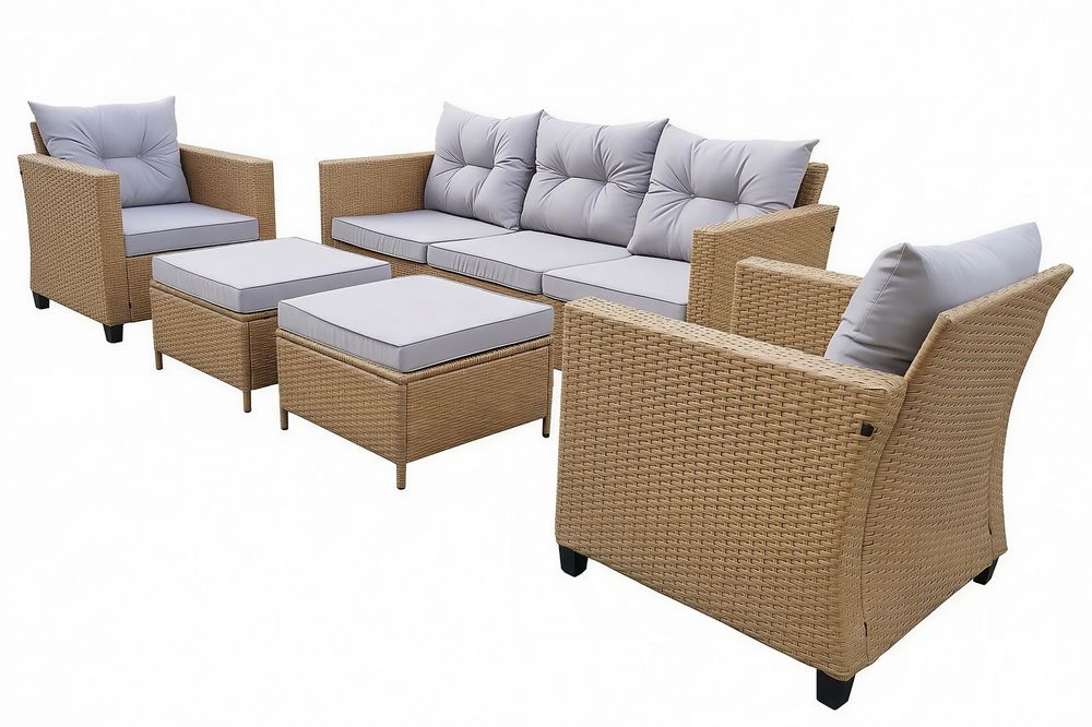 "Бостон" лаунж-зона из искусственного ротанга, цвет соломенный