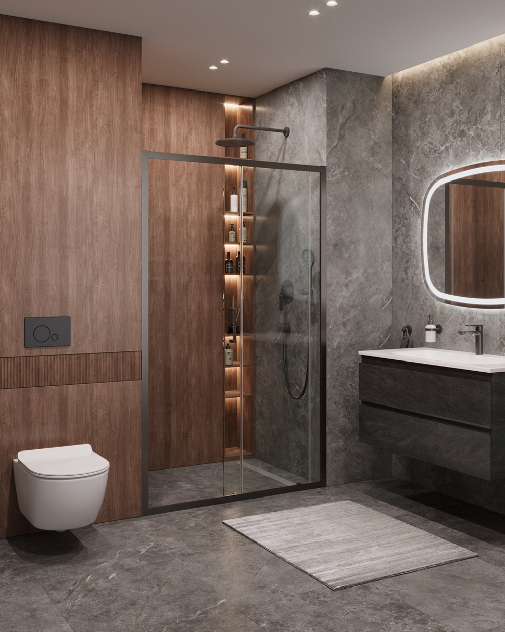 Душевая дверь Cezares MOLVENO-BF-1-150-C-GM-IV, 150х195, профиль оружейная сталь, прозрачное стекло