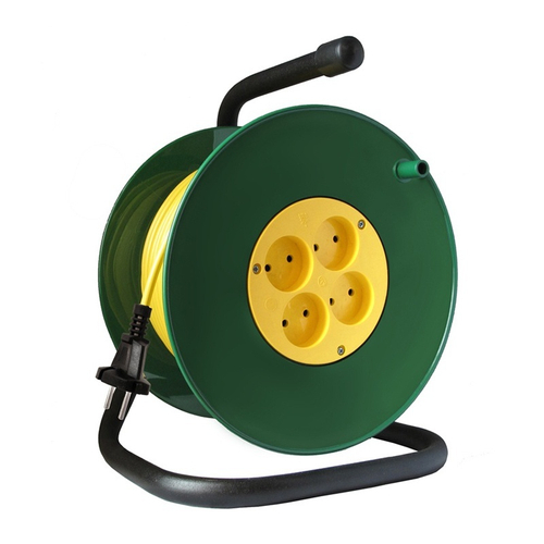 Удлинитель на пласт. катушке, 30м, 4 гнезда, ПВС 2*1.5, 3500Вт, без зазем.конт, Союз, 481S-3303