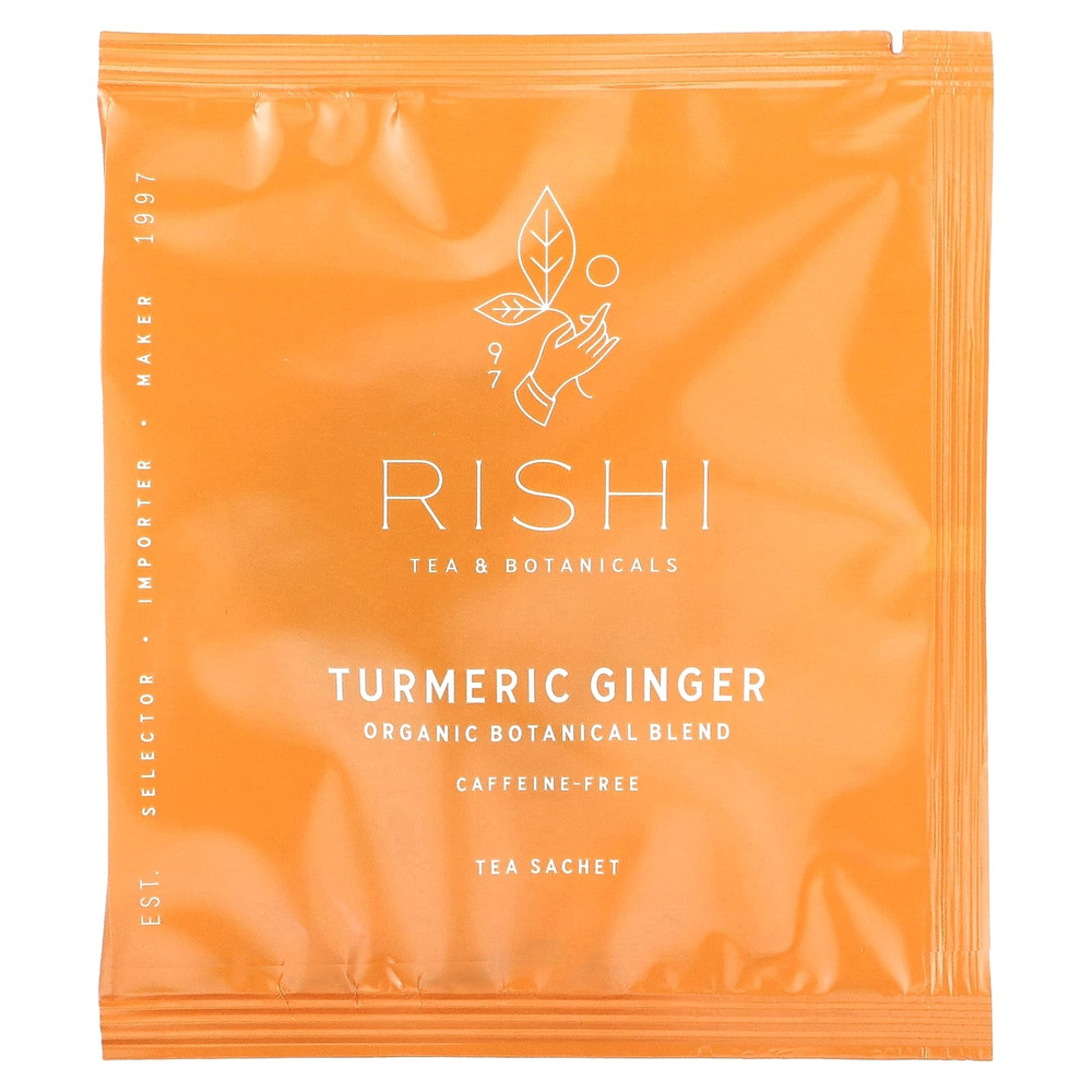 Rishi Tea, органический чай с куркумой и имбирём, без кофеина, 15 пакетиков, 46,5 г (1,64 унции)