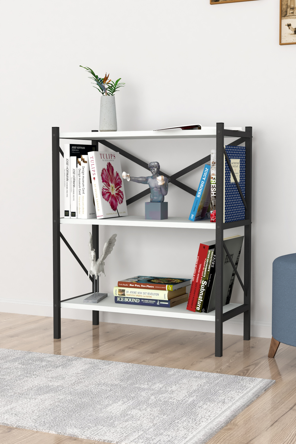 Стеллаж 3 полки 90х66 - белый