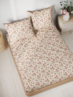 Постельное белье перкаль Сказка "Виктория" 1,5-сп Наволочка 50х70 см 1 шт Простынь на резинке 90x200 см Пододеяльник 145x215 см