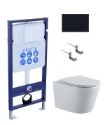 Унитаз с инсталляцией Aquatek Вега SET AQUATEK ВЕГА-1905-017 с черной матовой кнопкой, с крышкой микролифт, безободковый