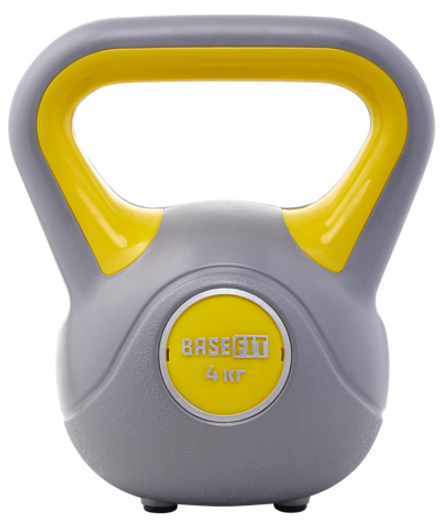 Гиря пластиковая DB-503, 4 кг, серый/желтый