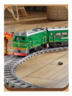 Конструктор Зеленый пассажирский поезд 801 деталь