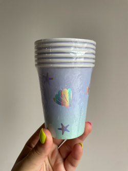Стаканы бумажные, Нарвал (Ракушки/звездочки), 220 мл, 6 шт, 1 уп.