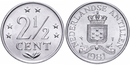 Нидерландские Антильские острова 2½ цента, 1979 - 1985 aUNC