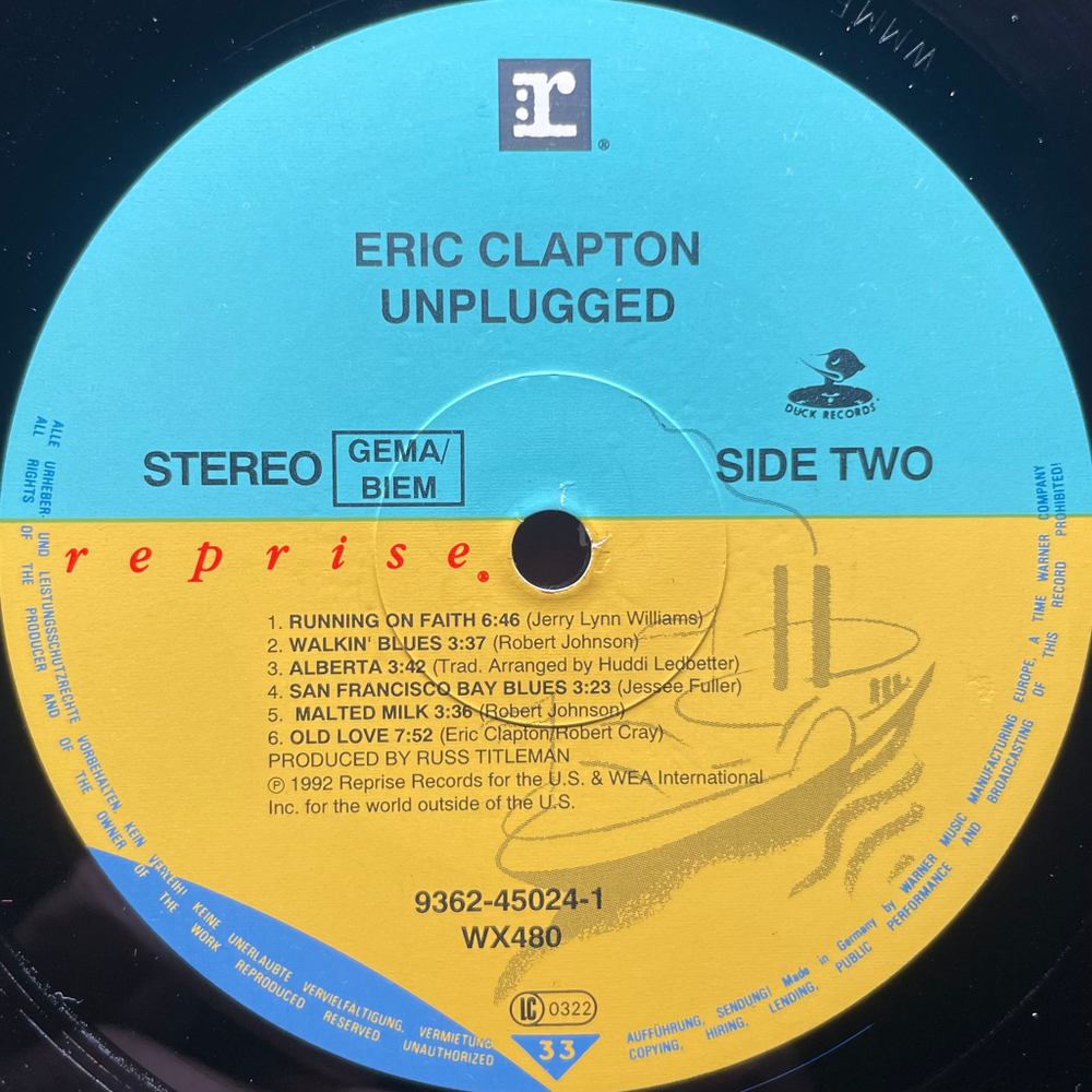 Eric Clapton ‎– Unplugged (Германия 1992г.)