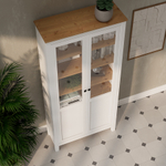 Шкаф-витрина Хемнэс Hemnes/Кымор, ст/пн 90х198х37 см, белый/светло-коричневый