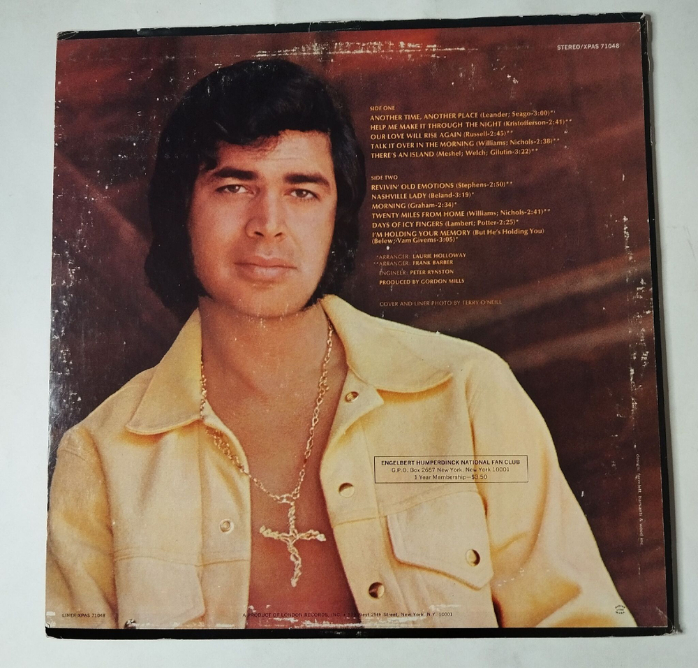 Винтажная виниловая пластинка LP Engelbert Humperdinck Another Time, Another Place (USA 1971)