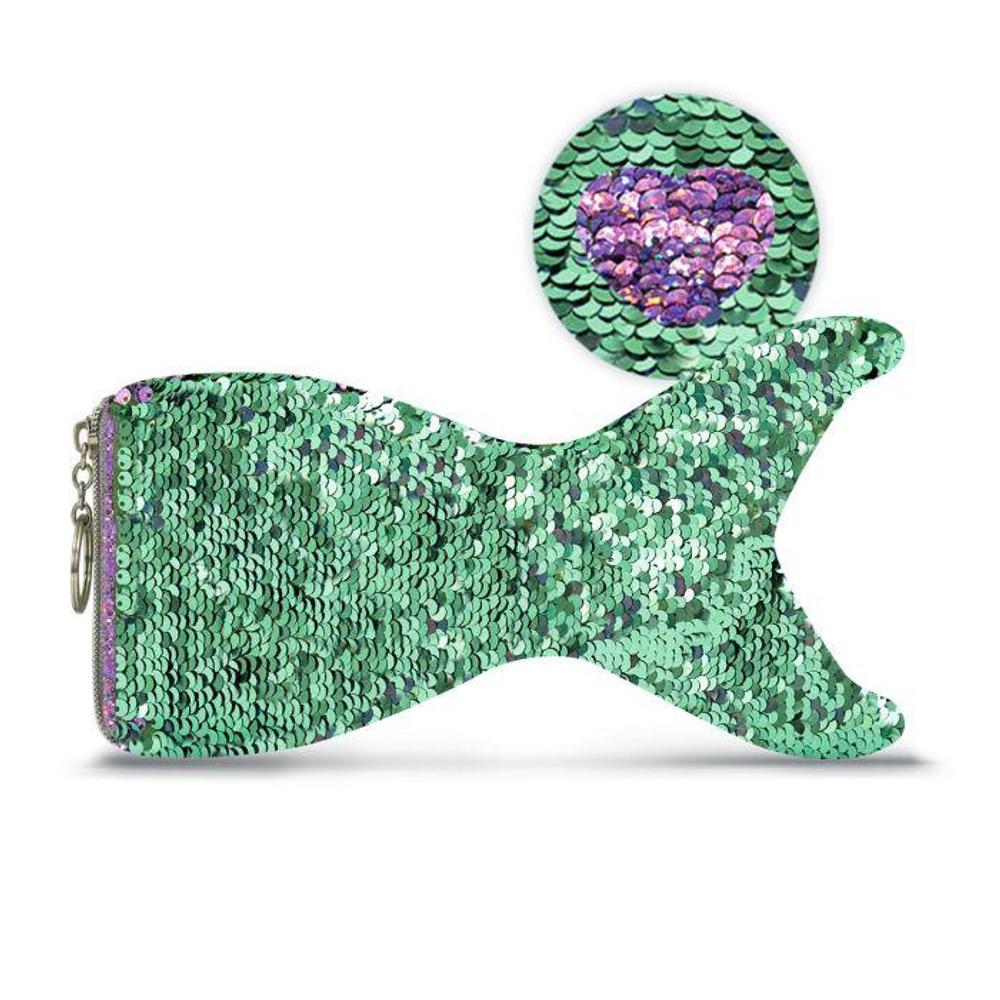 Пенал 1 отд. 24х14,6см "Хвост русалки" зеленый, пайетки (Феникс+)