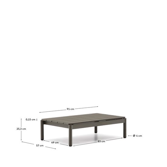 Журнальный столик Sorells из зеленого алюминия 57 x 91 см