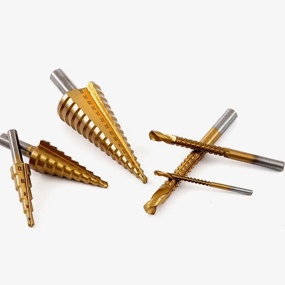 ТЕХНОИДЕАЛ Комплект ступенчатых конусных сверл для металла и дерева (6 предметов)/Набор ступенчатых фрезеровальных конусных сверл