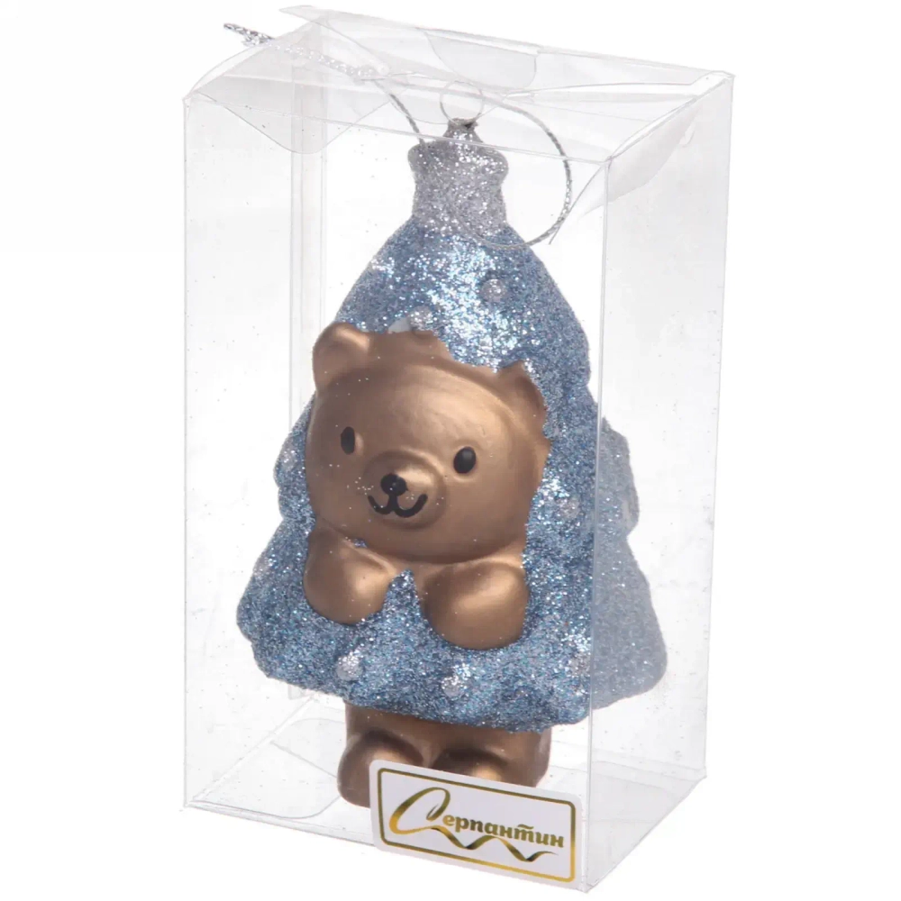 Ёлочная игрушка «Медвежонок-ёлочка» 7,5*5*12 см, голубой