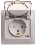 Розетка IP44 "Glossa" С/У с ЗК (250В, 16А, защит.шторки)