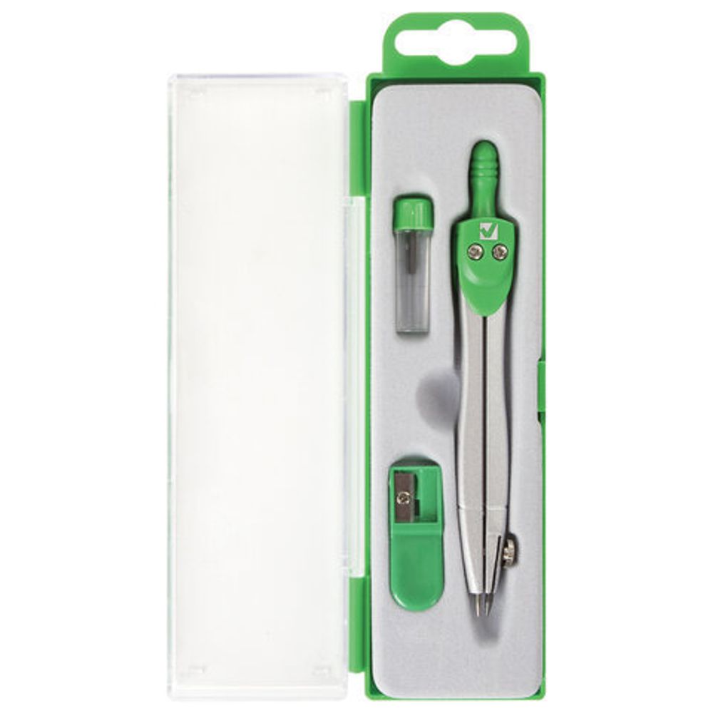 Готовальня BRAUBERG "Klasse", 3 предмета: циркуль 115 мм, грифель, точилка, пенал с подвесом, 210328