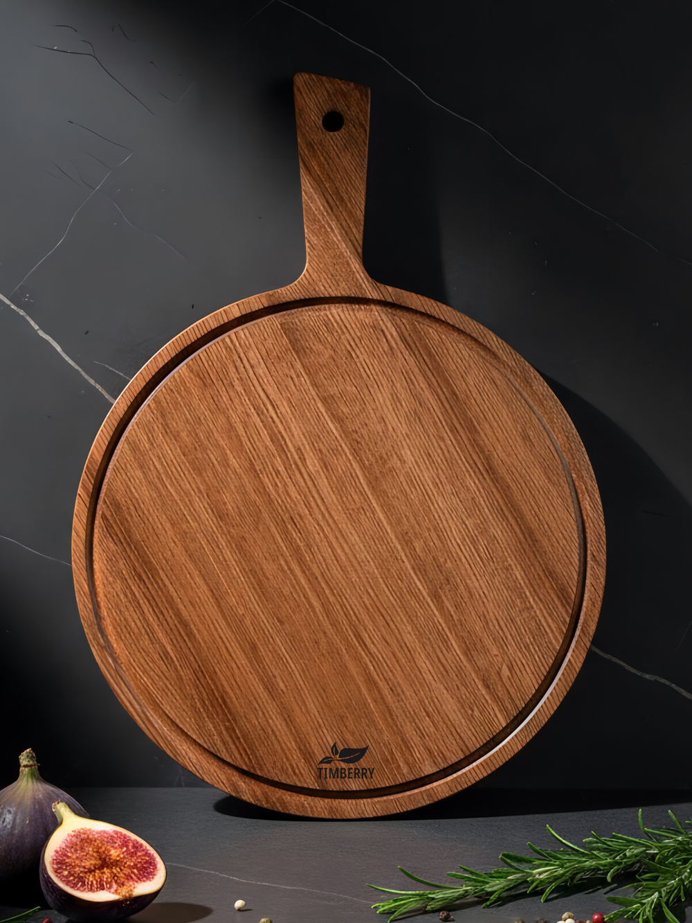 Разделочная доска круглая 25 см с ручкой