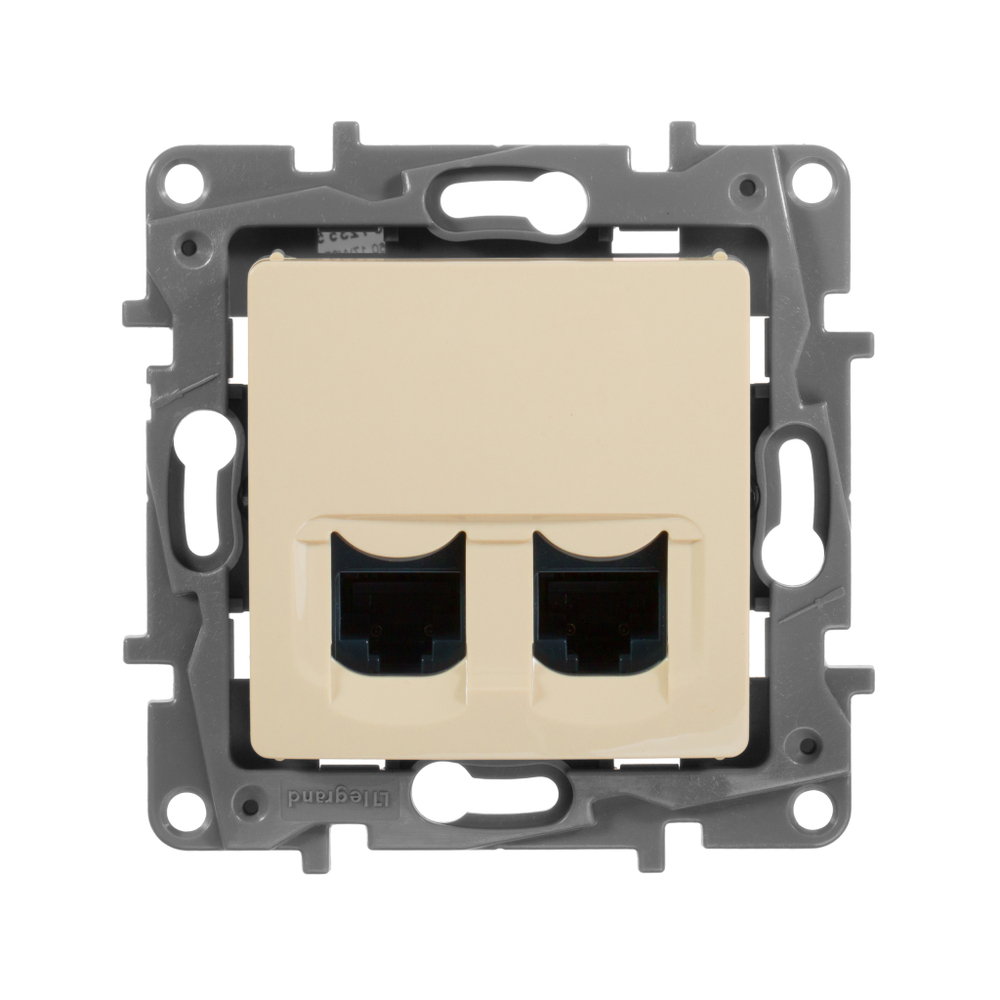 Розетка компьютерная двойная RJ45 категория 5e UTP слоновая кость ETIKA Legrand