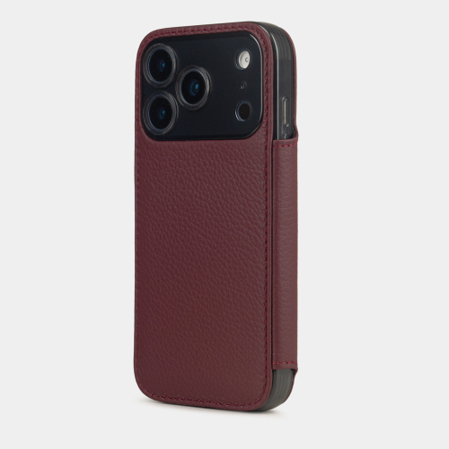 Чехол-книжка для iPhone 17 Pro Max - кожа телёнка, бордовый